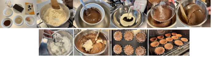 写真:ガトーショコラの作成工程