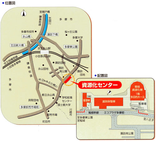 地図:エコプラザ多摩 交通案内図