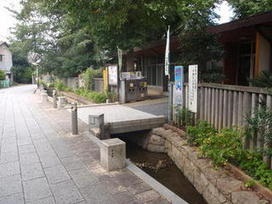 写真：水路につくられた通路