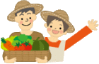 イラスト:採れたて野菜を持つ農家さん