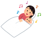 イラスト:寝かしつけをするお母さん