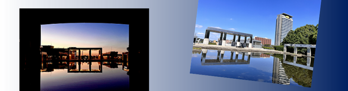 パルテノン多摩「きらめきの広場」の昼と夜の画像