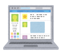 イラスト:ソーシャルネットワークサービスを画面表示しているパソコン