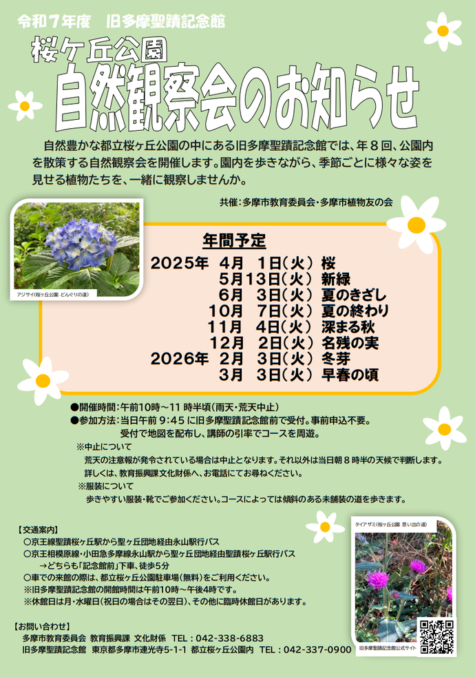 令和7年度旧多摩聖蹟記念館の桜ヶ丘公園植物観察会