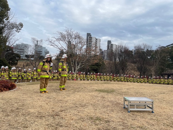 一斉放水後の整列