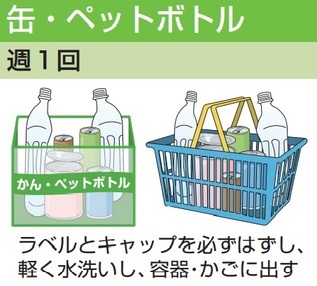 缶・ペットボトルの出し方のイラスト