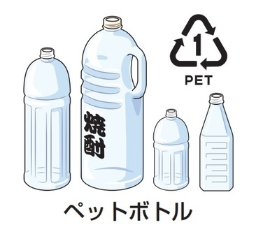 ペットボトルとPET1識別マークのイラスト