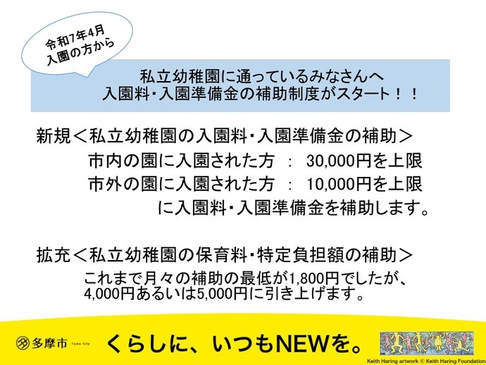 図：入園料・入園準備金の補助説明資料