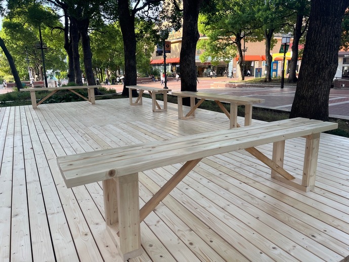 ウッドデッキ設置の様子