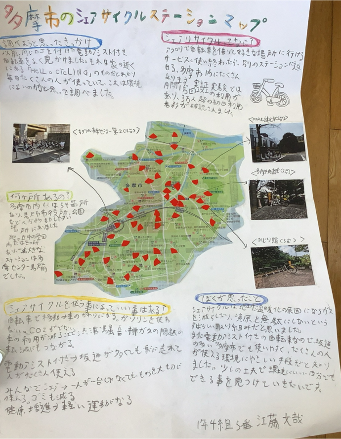 多摩市のシェアサイクルステーションマップ